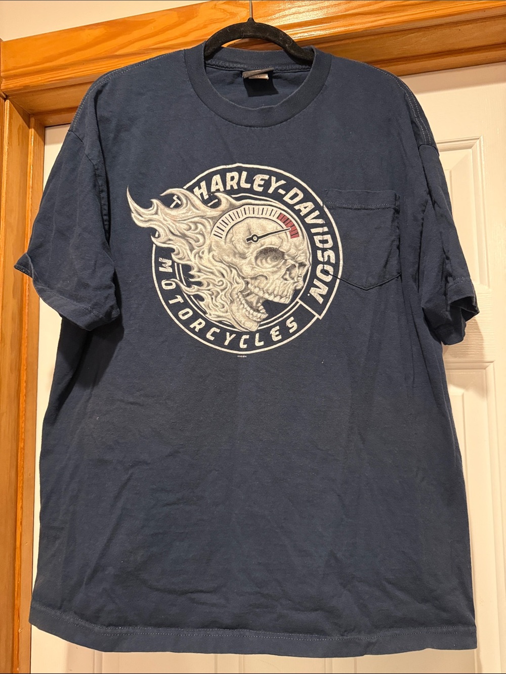 Harley-Davidson Navy Short Sleeve Skull Speed Tee with Pocket